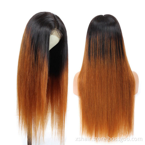 1B 99J Brazilian Natural Human Hair Bundles PreColored Highlight Hair Bundles 1b 27  1b 30  Human Hair Bundles with Lace Closure